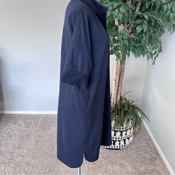 Lafayette 148 New York V-Neck Shirtdress Navy Blue - Picture 5 of 12